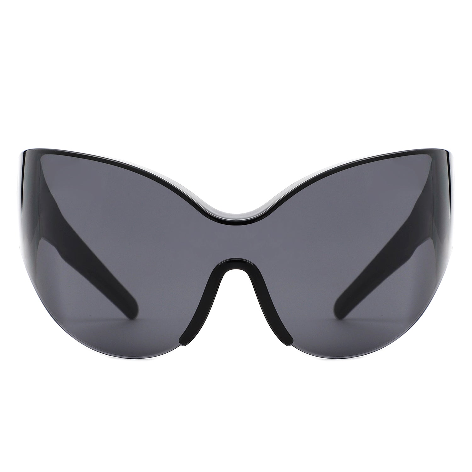 Quirk - Futuristic Oversized Shield Wrap Around Tinted Sunglasses-1