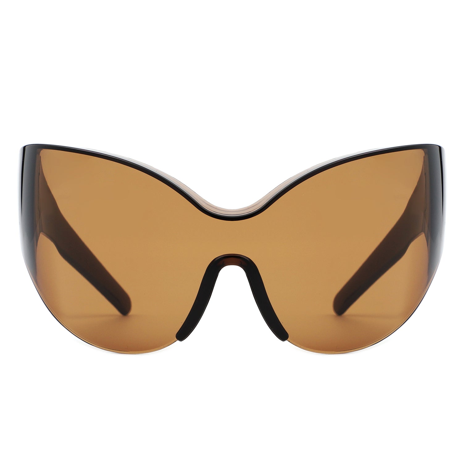 Quirk - Futuristic Oversized Shield Wrap Around Tinted Sunglasses-3