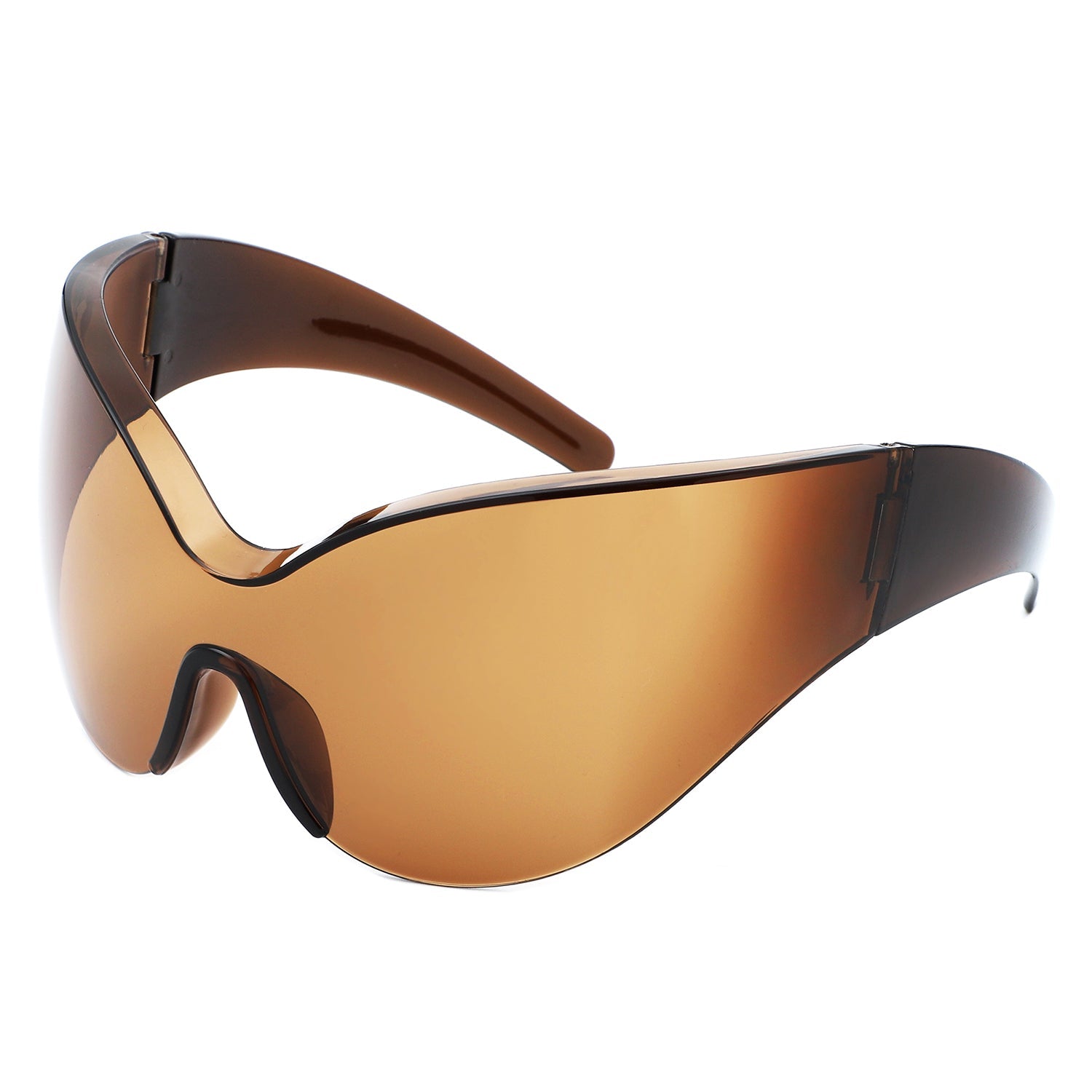 Quirk - Futuristic Oversized Shield Wrap Around Tinted Sunglasses-4