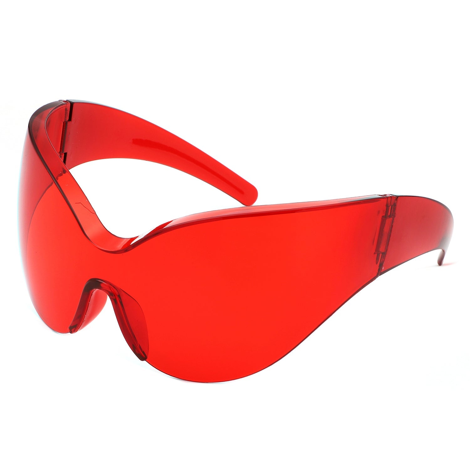 Quirk - Futuristic Oversized Shield Wrap Around Tinted Sunglasses-0