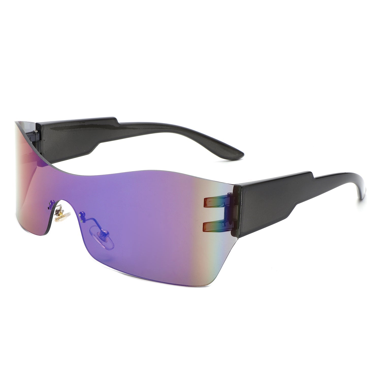 Sable - Futuristic Square Mirrored Flat Top Wrap Around Sunglasses-5