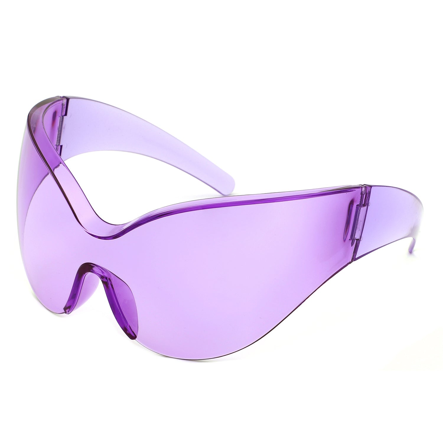 Quirk - Futuristic Oversized Shield Wrap Around Tinted Sunglasses-5