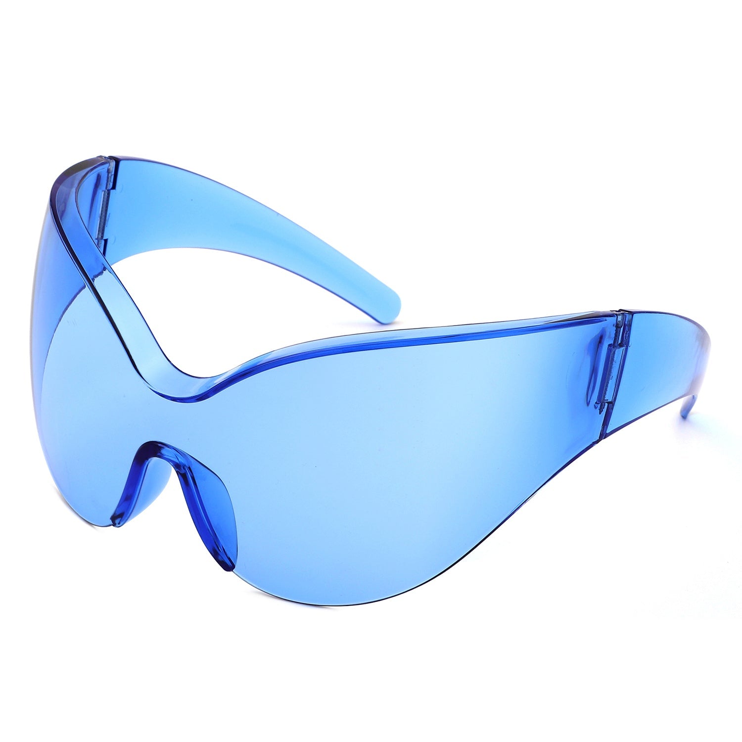 Quirk - Futuristic Oversized Shield Wrap Around Tinted Sunglasses-6