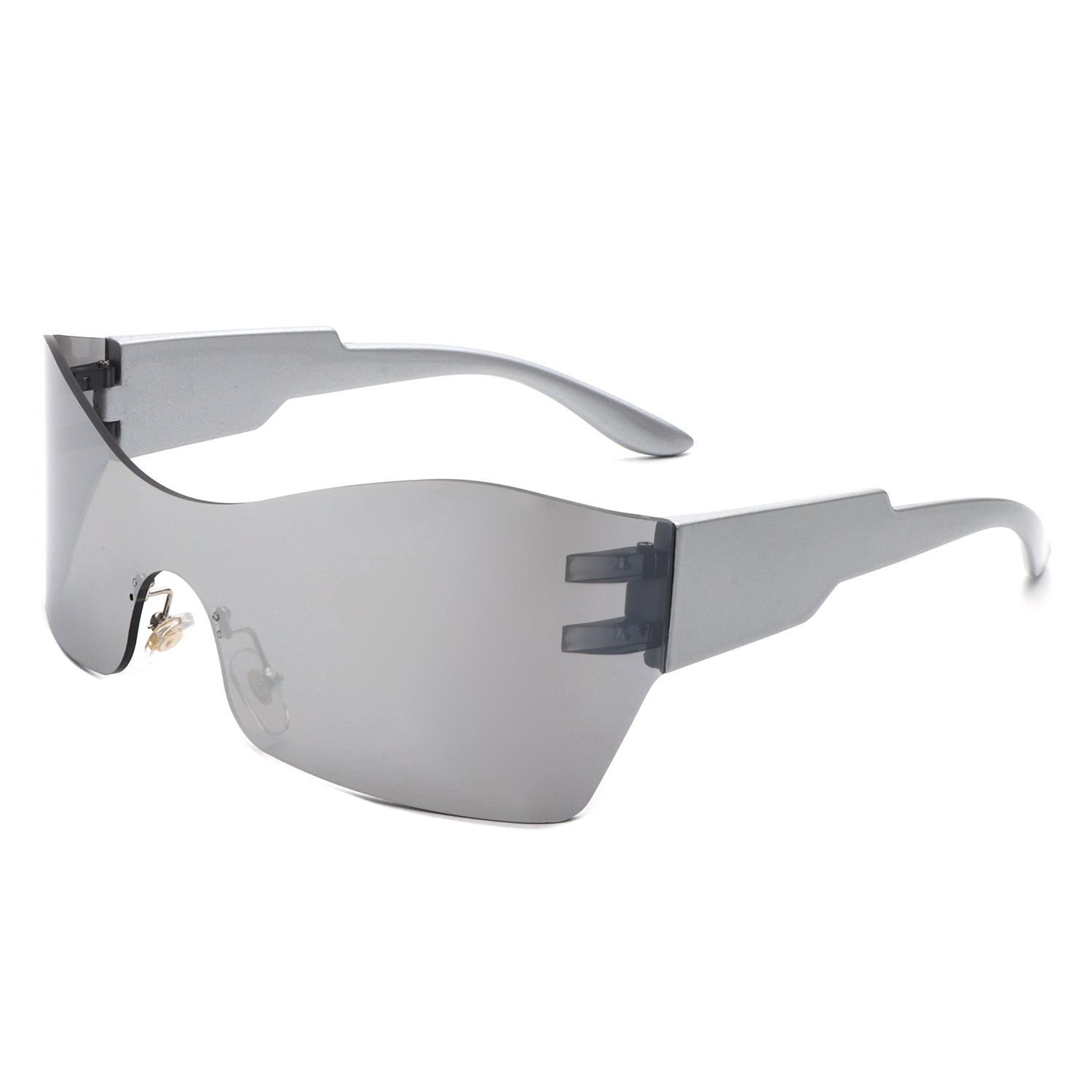 Sable - Futuristic Square Mirrored Flat Top Wrap Around Sunglasses-6