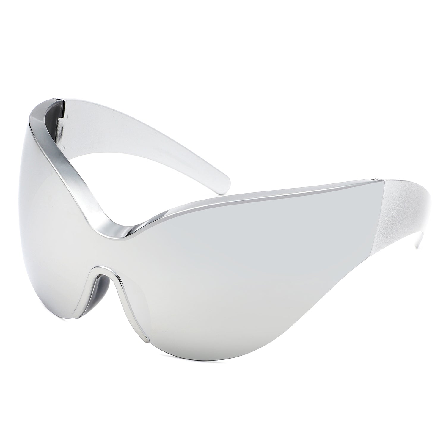 Quirk - Futuristic Oversized Shield Wrap Around Tinted Sunglasses-7