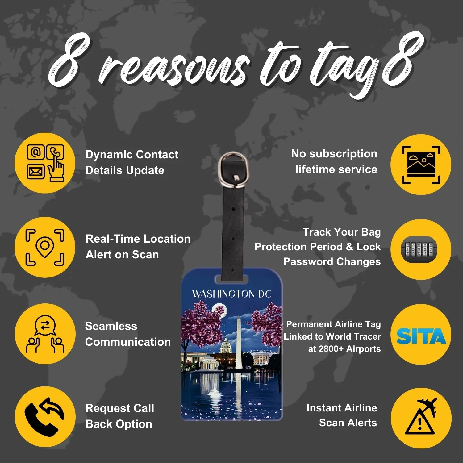Smart Bag Security Tag - Washington Dc  [Pack 2]-3